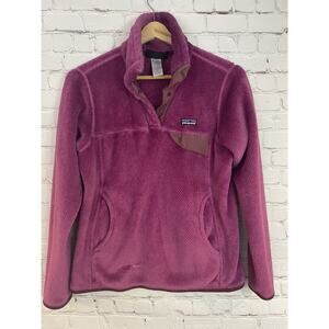 Patagonia Synchilla Pink Snap-T Pullover Fleece Jacket Size Small *Mended Hole